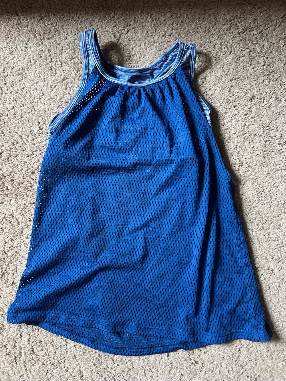 Kids Blue Mesh Tank with Spacedye Blue Sports Bra